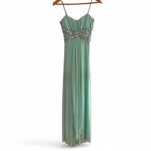 B Darlin Aquamarine Maxi Dress with Embellished Bodice